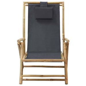 CHAISE LONGUE Chaise de relaxation inclinable - VINGVO - Gris foncé - Bambou - Pliable - Exotique