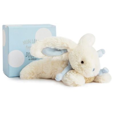 Doudou Lapin musical bleu grisé en coton Bio Trousselier – Little Corte