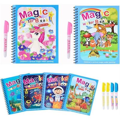 4 Pièces Livre De Coloriage à L'Eau Magique Réutilisable Pour Enfants Dès 2 Ans - Avec 4 Stylos, Idée Cadeau Anniversaire Et Noël