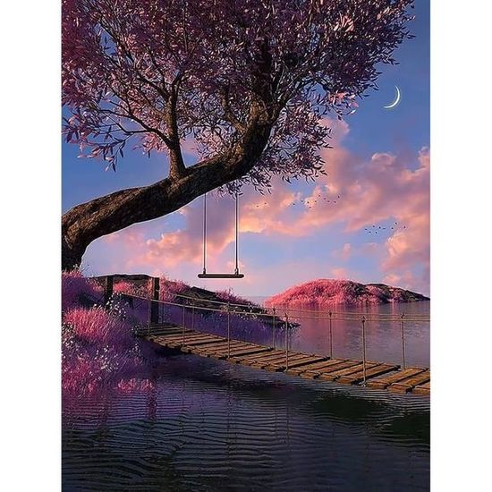 Kit Complet Point De Croix "Arbre De Vie" - Toile 11CT Pré-imprimée 40x40cm, Fil Et Aiguille Inclus, Pour Débutants Et Loisir Créatif