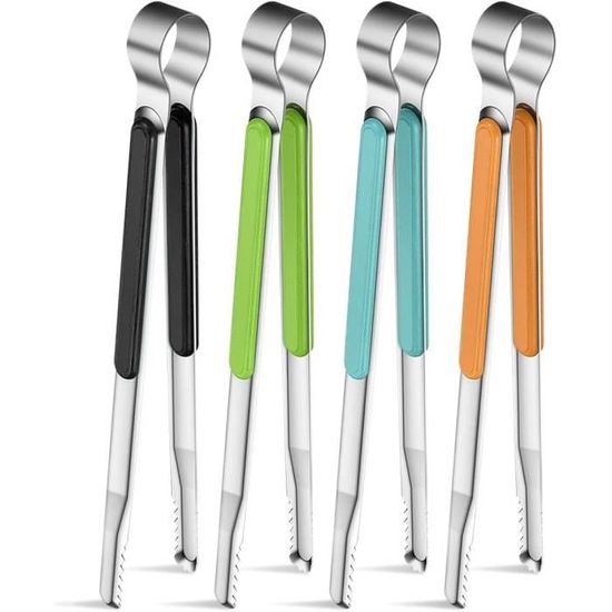 Pince Cuisine Professionnelle 35cm Acier Inoxydable Et Silicone - Résistante Chaleur Avec Brosse