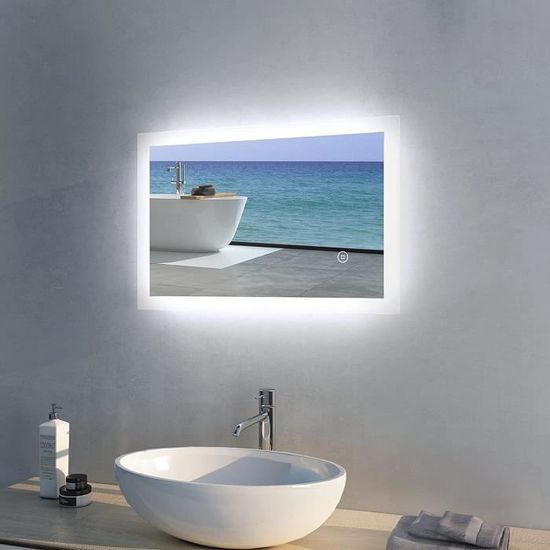 STARLEAD 60x80cm Miroir Salle de Bain avec Éclairage et Bluetooth