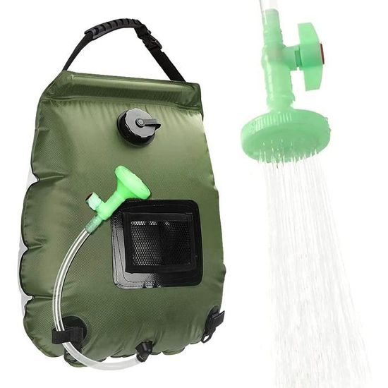 Sac De Douche Solaire RISEPRO 20L/5 Gallons, Camping, PVC Noir, Neuf
