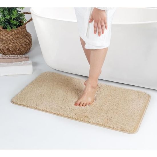 Tapis De Bain Antidérapant Absorbant Gris 40x60 Cm - Séchage Rapide Pour Douche Et Sortie De Baignoire