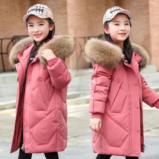 Manteau d hiver pour filles de 4 a 13 ans Rose vetements d exterieur chauds en fourrure coton pour enfant Rose Cdiscount Pret a Porter