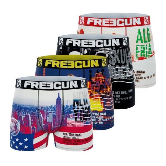 FREEGUN Boxeur ajusté (Lot de 4) Garçon, Bleu/Violet/Blanc/Noir/Jaune, 14-16 ans FREEGUN Boxeur ajusté (Lot de 4) Garçon, Bleu/Violet/Blanc/Noir/Jaune, 14-16 ans