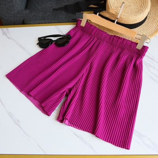 Pantalon Femme En Mousseline Plissée - Jambe Large, Taille élastique, Court - Noir - Taille Petite - Neuf Avec étiquettes