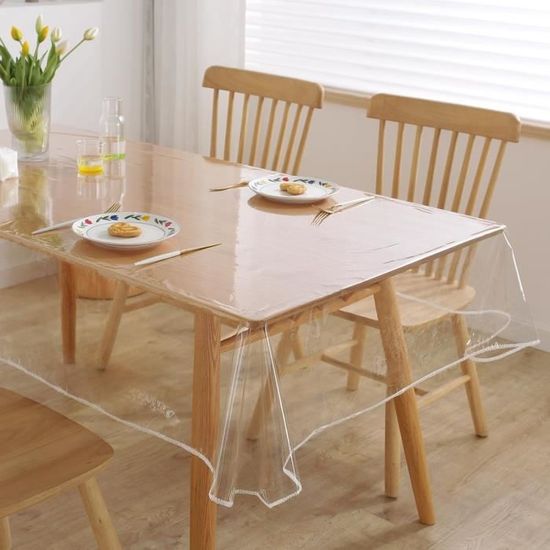 Nappe De Table Transparente Artwelt - PVC 2.0mm - 210x100cm - Imperméable Et Lavable - Protection Anti-Taches