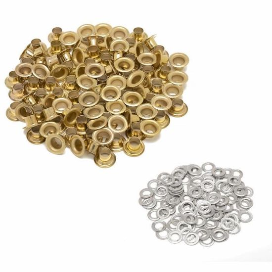 100pcs Oeillets En Fer Avec Rondelles, Durables Argent Oeillets Pour