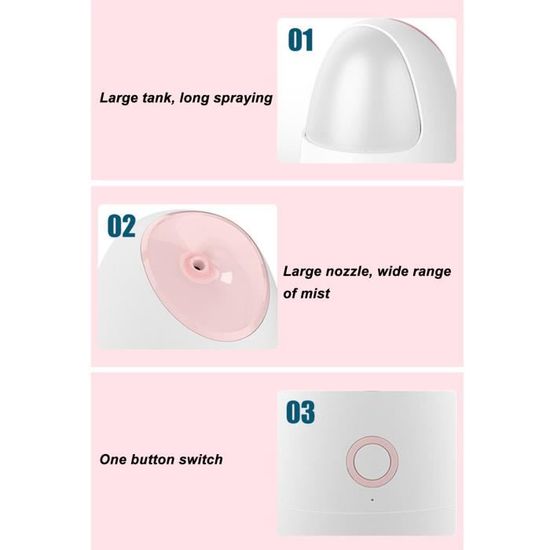Machine à Vapeur Faciale Rechargeable - 3 Modes Réglables Pour Adultes Et Enfants - Silencieuse - Marque FEELLIFE