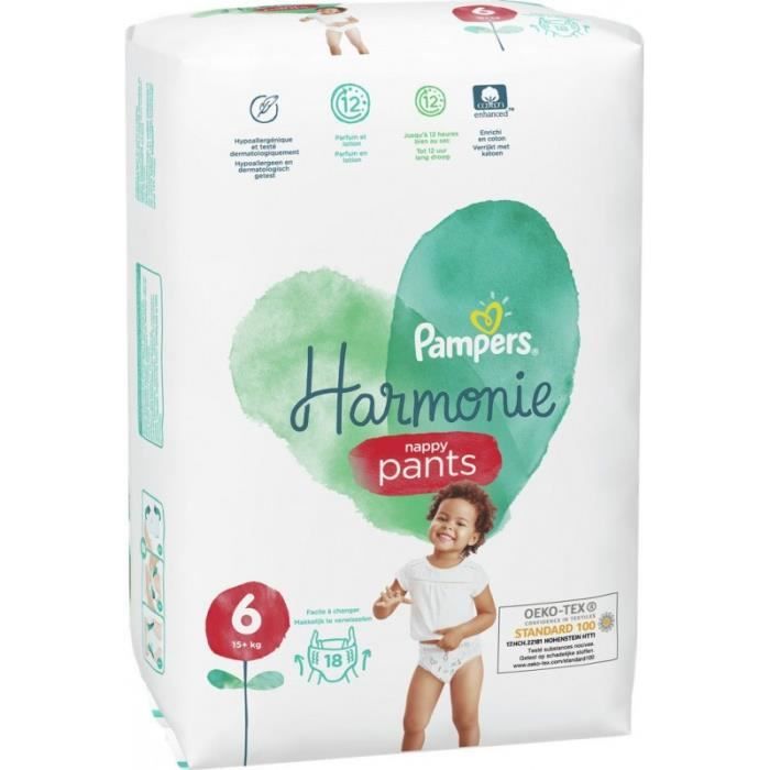 Couchesculottes Pampers Harmonie Taille 6 Lot de 2 (36 couches