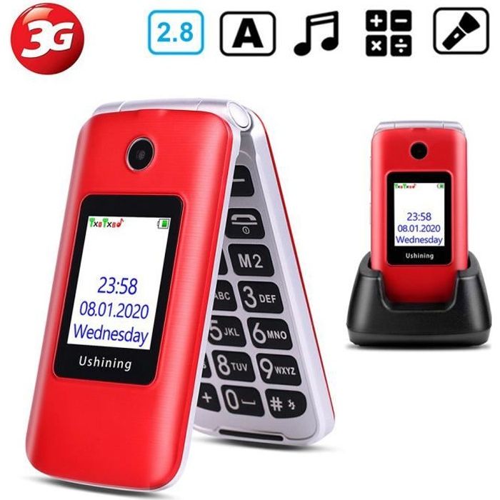 Téléphone portable débloqué 3G Senior à rabat sans carte SIM