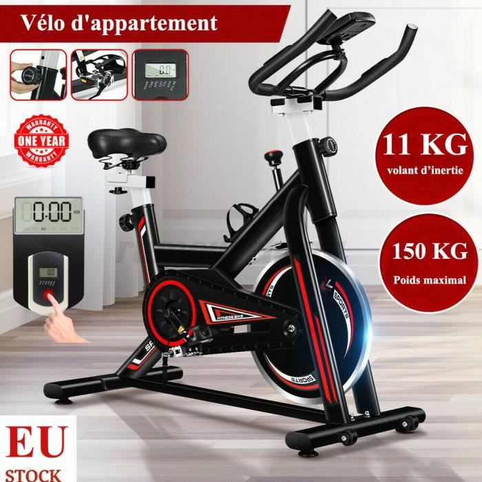 Vélo d'appartement biking entrainement - Inertie de 11 kg - Vélo d'Exercice Multifonction Capteur Fréquence Cardiaque - Noir