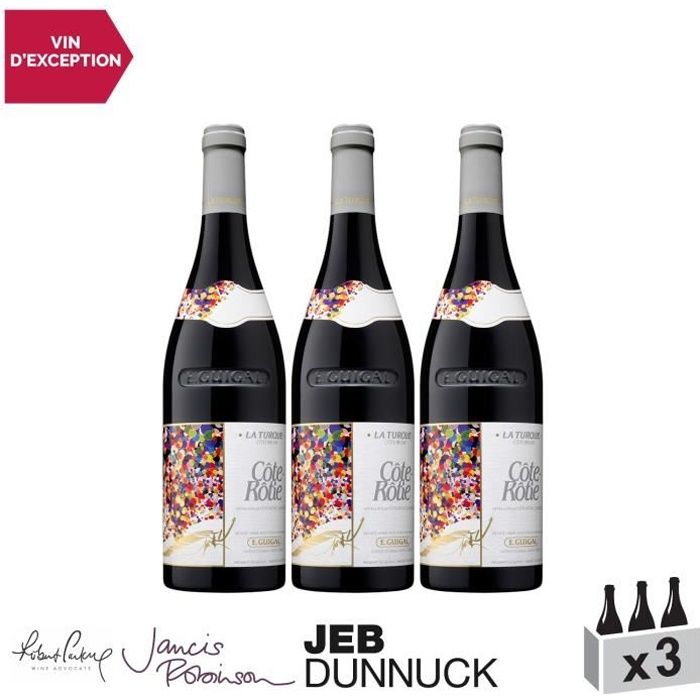 Côte Rôtie La Turque Rouge 2016 - Lot de 3x75cl - Maison Guigal - Vin AOC Rouge de la Vallée du Rhône - 18+-20 Jancis Robinson -