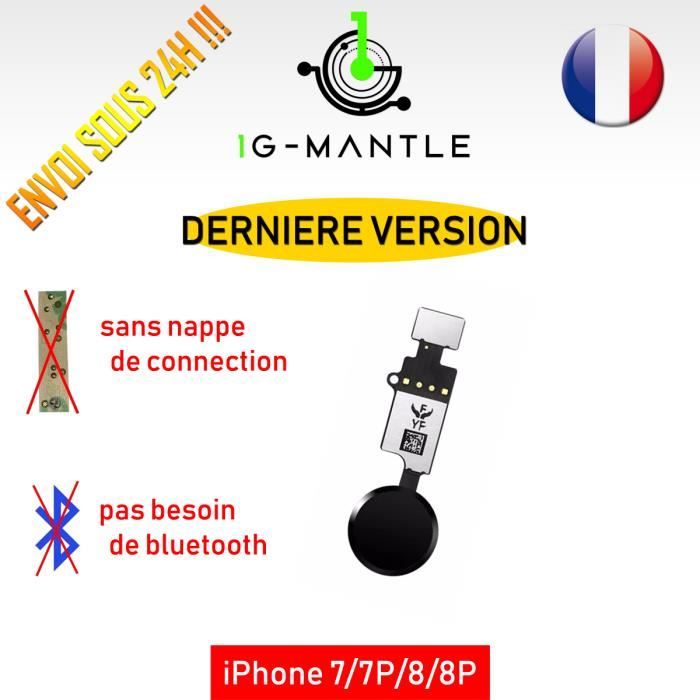 Bouton HOME universel fonction Retour (derniere version YF) IPHONE 7 8 PLUS NOIR