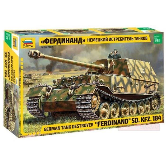 Kits de modélisme de chars d'assaut Zvezda Z3653 Ferdinand SD.KFZ 184 KIT 1:35 MODELLINO Model Compatible avec 227859