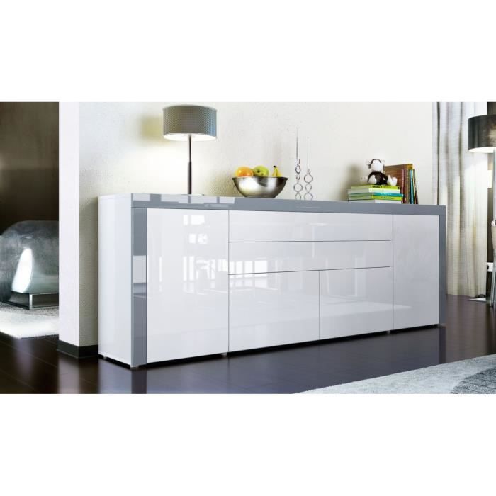 Buffet enfilade blanc au contour gris 200 cm