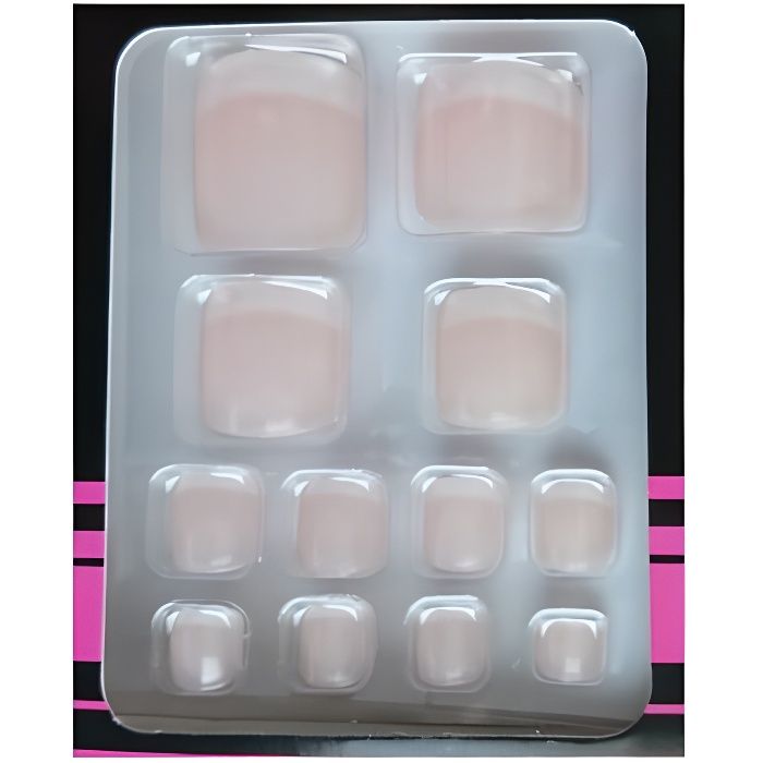 Faux Ongles Pour les Pieds + Adhesifs - Rose Bout French Manucure