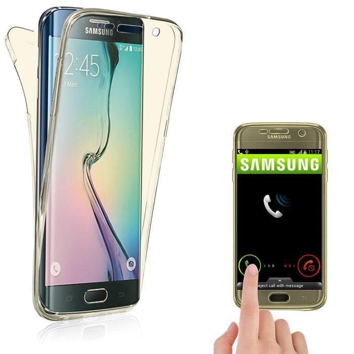 Coque Intégeale Samsung Glaxy S6 Edge Plus FULL Protection Silicone GEL Avant+Arrière Anti-choc -Doré