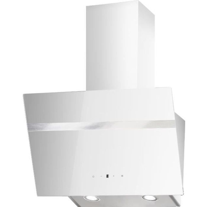 Hotte de cuisine PKM S20-60AWTY blanc avec extraction des bords / hotte de 60 cm / hotte inclinée / LED / verre / acier inoxydable