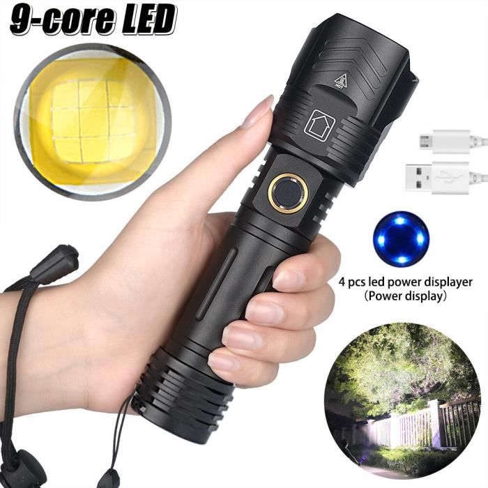 2021 puissant 9-Core XHP100 LAMPE DE POCHE LED XHP Lampe À MAIN Rechargeable Torche Zoom 26650 C-P100 26650-3000mah ZOOM -AOAE1466