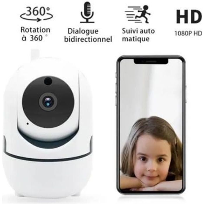 Babyphone vidéo Wi-Fi caméra Caméra Moniteur Bébé sans Fil vidéo HD avec détecteur de mouvement automatique à vision de nuit