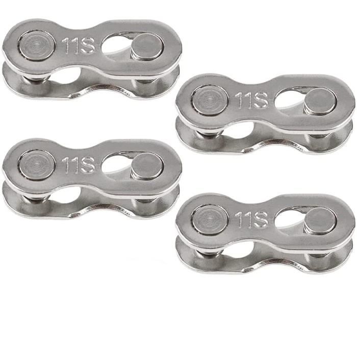 Attache Rapide Chaine,Maillons de Chaîne Rapide pour 11 Vitesses Connecteur de Chaîne de Bicyclette en Argent Accessoires,4 Paires