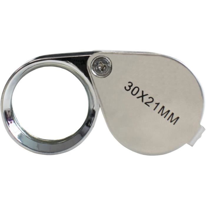 Loupe Bijoutier - Loupe Grossissante Verre 30 x 21 mm Lentille Oculaire – 30x Loupe de Poche - Pliable en Verre - Loupe Botaniste