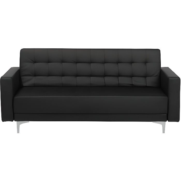 Beliani - Canapé convertible 3 places en simili-cuir noir ABERDEEN
