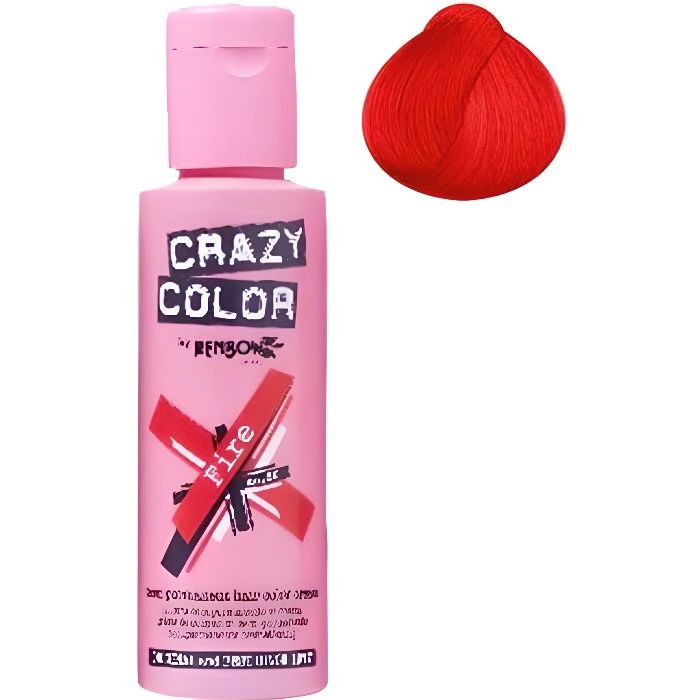 Coloration cheveux semi-permanente CRAZY COLORCouleur : FIRE ROUGEPour un look FUN et des cheveux aux couleurs vives et