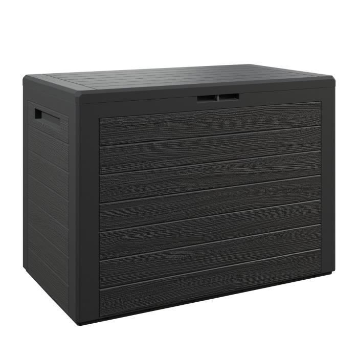 Coffre de rangement 190 L Anthracite Poignées latérales Malle de rangement Intérieur Extérieur Jardin Terrasse Balcon