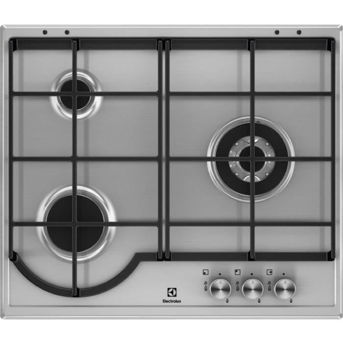 Electrolux EGH6333BOX, Intégré, Cuisinière à gaz, Acier inoxydable, Acier inoxydable, Acier inoxydable, 1000 W