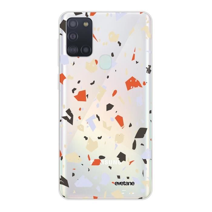 Coque Samsung Galaxy A21S 360 intégrale transparente Terrazzo Blanc Ecriture Tendance Design Evetane.