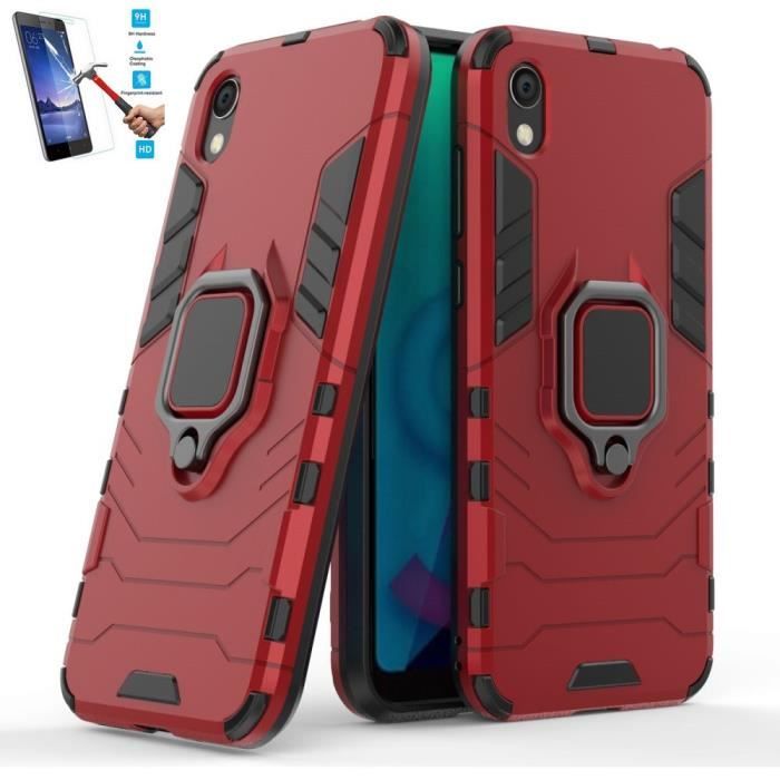 Huawei Y5 2019 Anti Choc Rouge + Film Verre Trempé Coque Housse Etui Antichoc hfs-house®