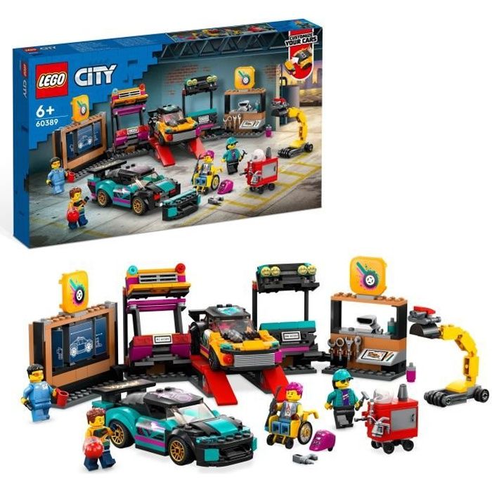 LEGO® City 60389 Le Garage de Customisation, Jouet de Voitures, Atelier et Minifigurines