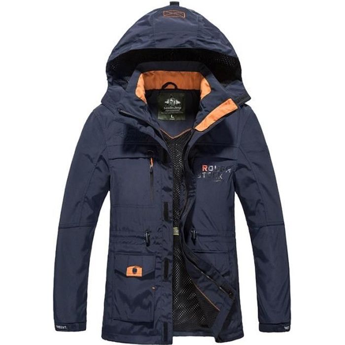 Hommes Imperméable Veste De Pluie À Capuche Coupe-Vent Manteau De Pluie Coupe-Vent Softshell pour L'automne en Plein Air Randonnée