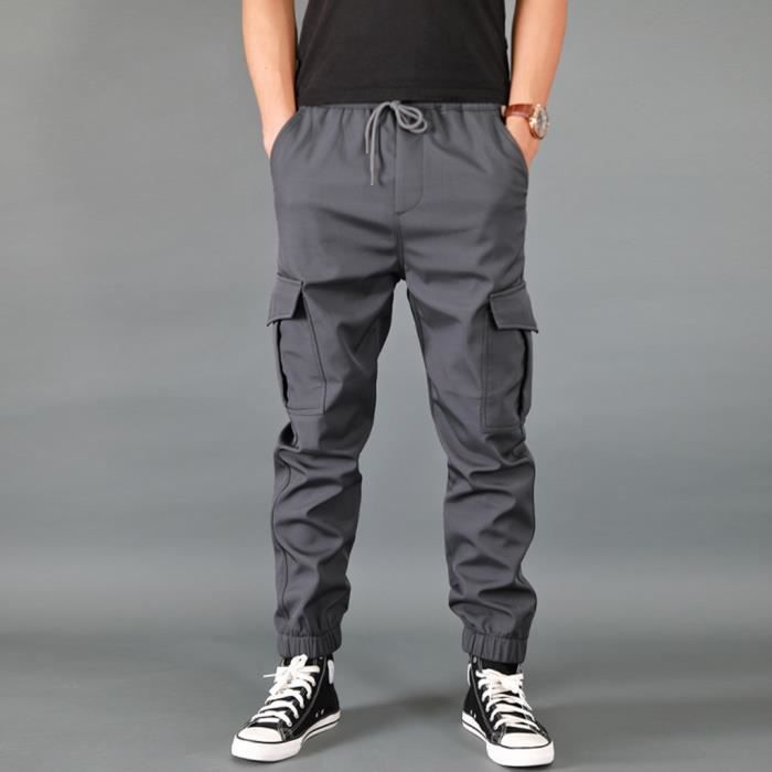 Solide Legging Hommes épaissie Casual Overalls Solide Couleur Chaud Pantalon confortable gris