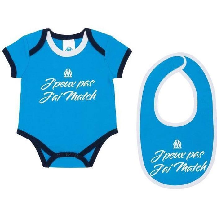 Ensemble body + bavoir OM - Collection officielle OLYMPIQUE DE MARSEILLE - Bébé