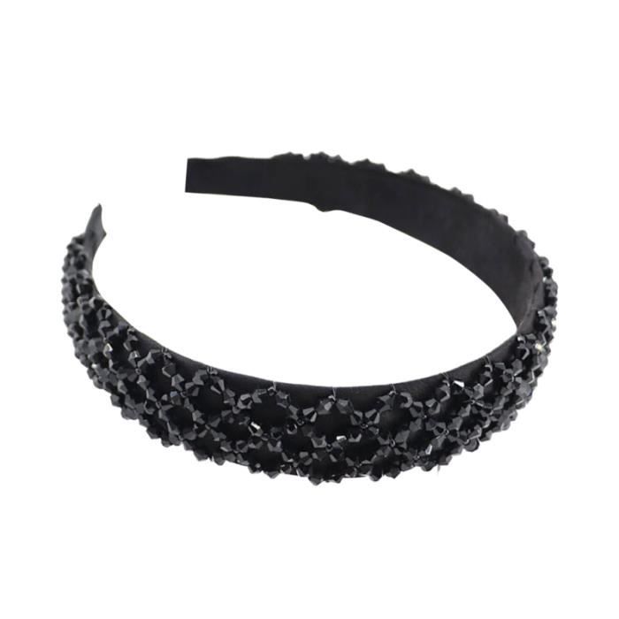 Noir Mode Large Cerceaux Brillant Cristal Bandeau Artisanat Tissage Coiffure PINCE - BARRETTE - CHOUCHOU - ELASTIQUE
