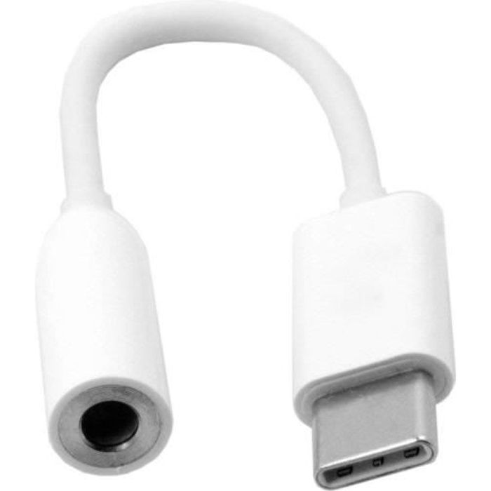 Câble adaptateur USB C (type C) vers prise casque audio jack audio 3,5 - Blanc