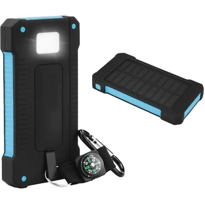 SWISSANT® Batterie Externe Portable Batterie de Secours Power Bank Chargeur Solaire Etanche 2 Ports USB Boussole Lampe Torche LED Sm