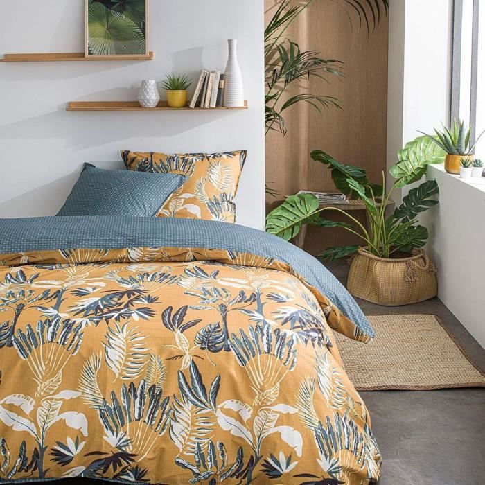 TODAY Parure de lit SUNSHINE 5.29 - 2 personnes - 220 x 240 cm coton - Imprimé Jaune Floral TODAY