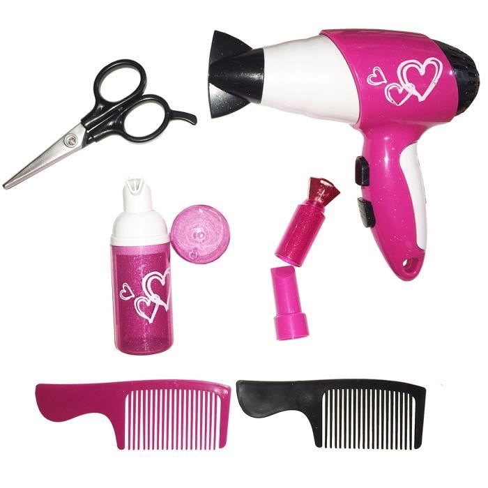 Set de Coiffure et de Beauté avec Sèche Cheveux à pile et Accessoires