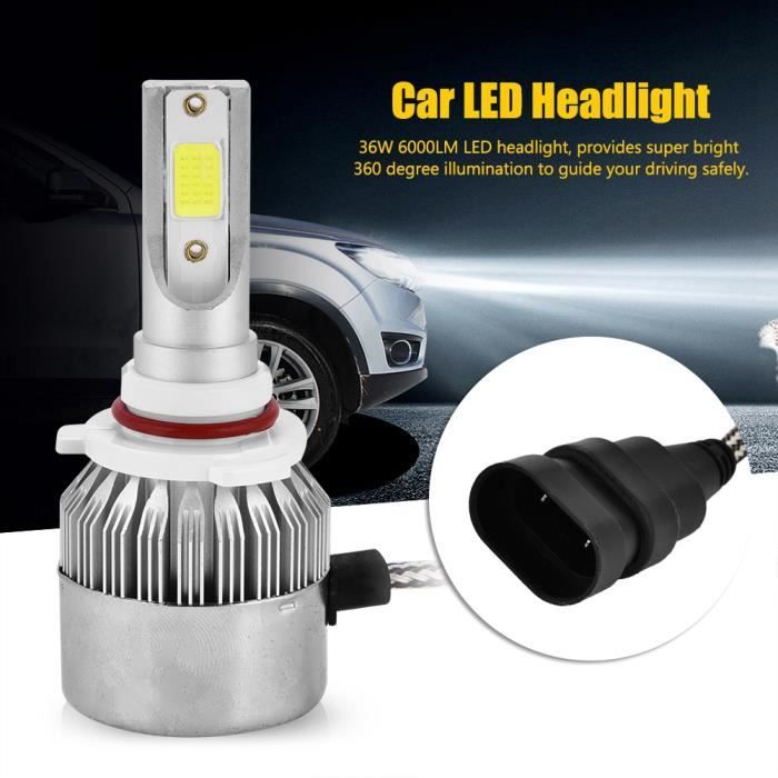 1 Paire De Phare Led De Voiture 36W 6000Lm Kit D'Ampoules De Lampe Frontale Led Blanc 6000K Pour H10 9005 Hb3