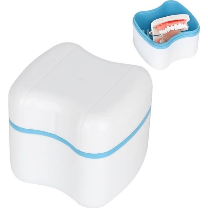 VINGVO Cas de dentier 3 Couleurs Caisse de Stockage de Fausses Dents de Dentier avec Filtre(Bleu)