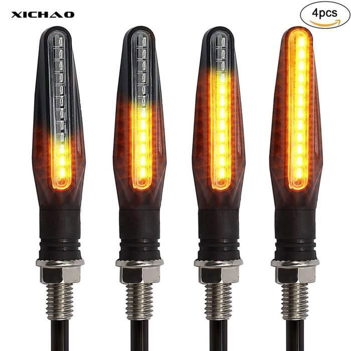XICHAO - moto Indicateurs 4 PCS Circulation Lumières Clignotant Motocyclette Indicateurs 12V 12 LED Ampoules
