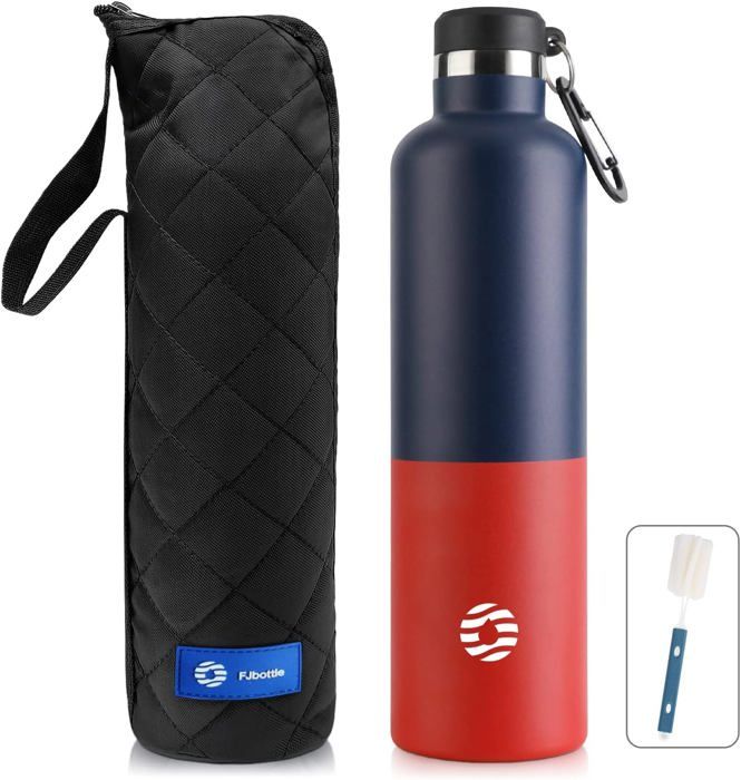 Gourde Isotherme Inox 600ml-1L Avec Paille Et Poignée Magnétique Support Téléphone - Sans BPA, Ouverture Facile