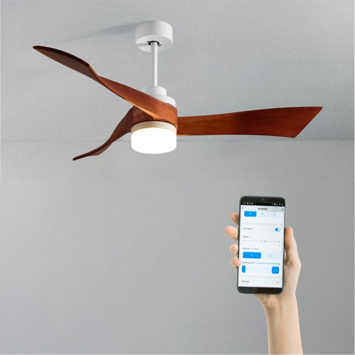 Ventilateur de plafond - Create - WIND CURVE - Silencieux - Ø132 cm - Bois naturel - Create