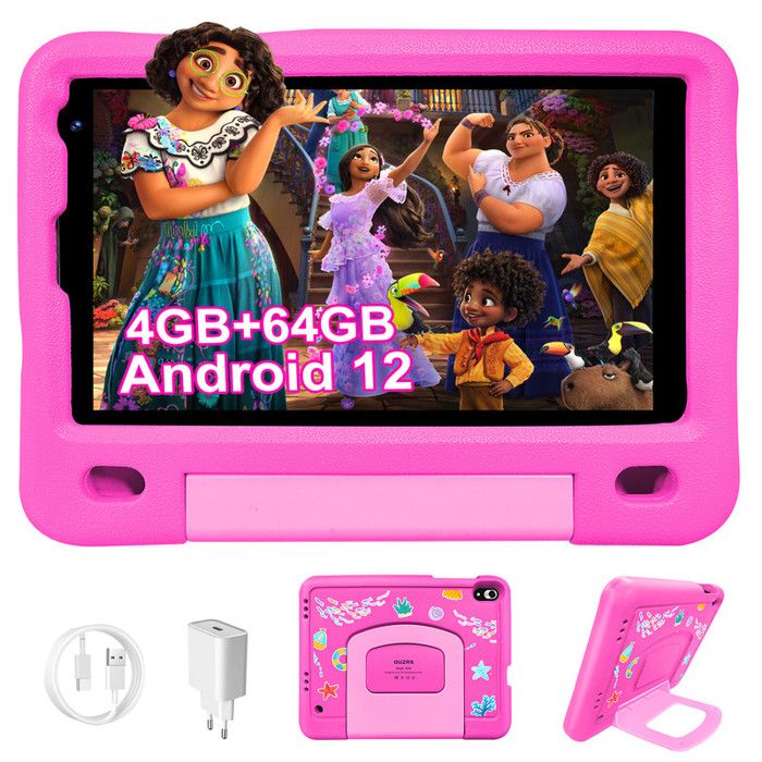 Tablette Tactile 8.0 Pouces Android 12 GMS Tablette Enfants 4Go RAM 128Go ROM Kids Tablette Pas Cher pour Enfant avec Playstore