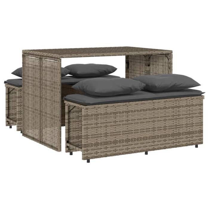 Bonne qualité - Salon dextérieur Ensemble à manger de jardin 3 pcs - 2 chaises de jardin avec table - coussins gris résine tressée